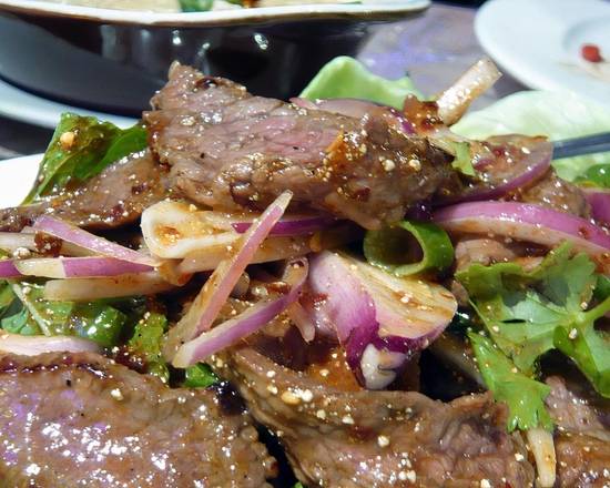Order Grilled Beef Salad "Nam Tok" food online from Thai Taste Restaurant store, San Ramon on bringmethat.com