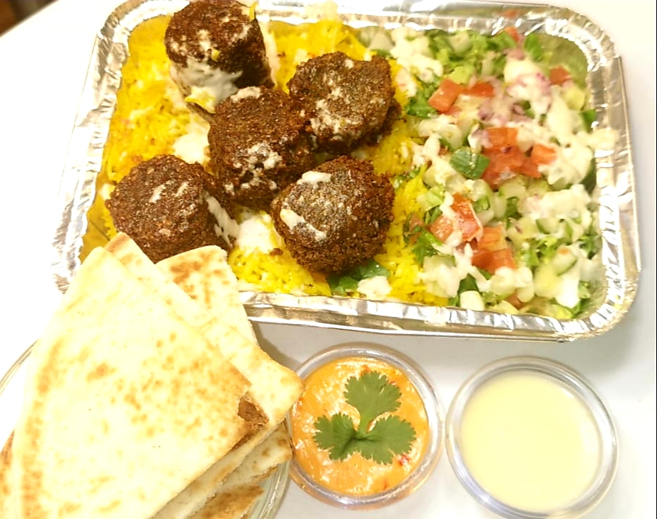 Order Falafel Over Rice Platter Combos food online from Gyro Eats store, New York on bringmethat.com