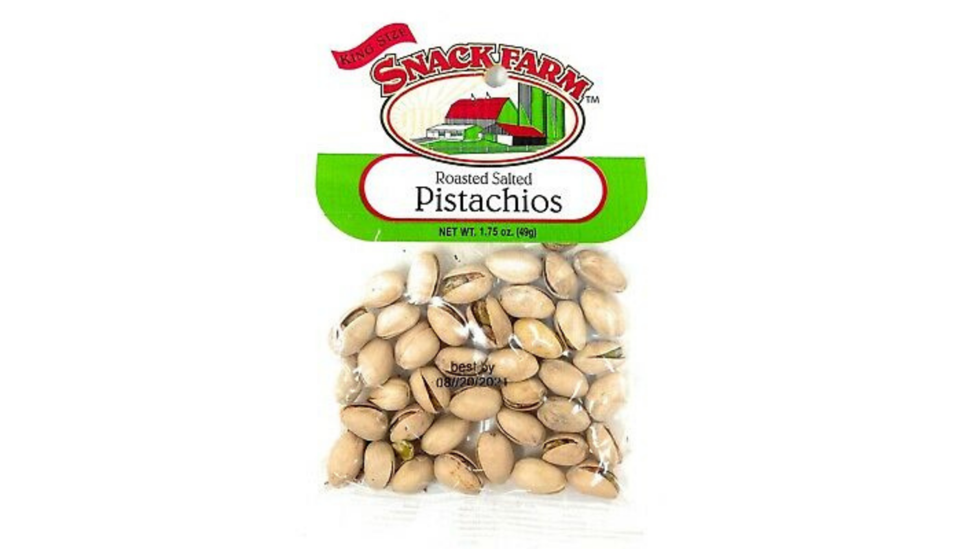 Order Snack Farm Roasted and Salted Whole Pistachios 1.75oz Bag food online from JR Food Mart store, Camarillo on bringmethat.com