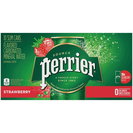 Order Perrier Strawberry Flavored Sparkling Mineral Water, 8.45 OZ Cans, 10 CT food online from Cvs store, ARCADIA on bringmethat.com