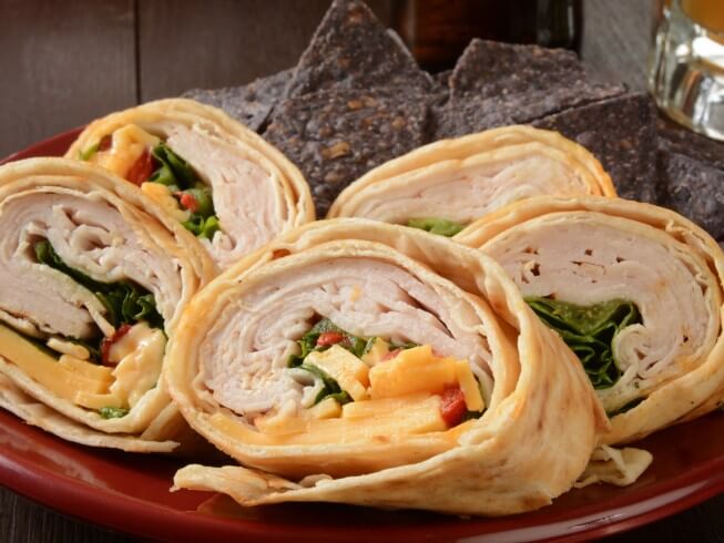 Order Turkey and Cheese Wrap food online from Bun Cafe store, Greenbelt on bringmethat.com