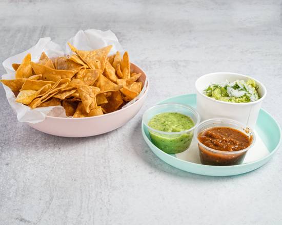 Order Salsa, Guacamole and Chip Combo  food online from Vals store, New Orleans on bringmethat.com