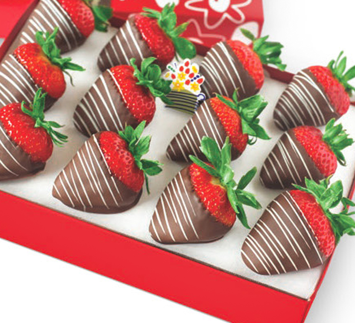 Order Chocolate Dipped Strawberry Swizzle Box- 12 count food online from Edible Arrangements store, Rancho Cucamonga on bringmethat.com