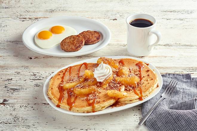 Order Apple Streusel Pancake Platter food online from Huddle House store, Springfield on bringmethat.com