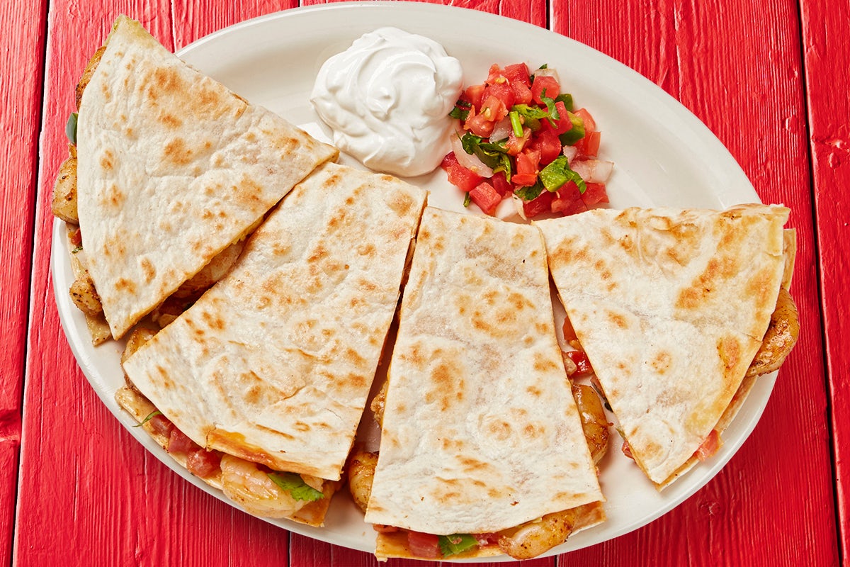 Order Grilled Shrimp Quesadilla food online from Fuzzy's Taco Shop store, Southlake on bringmethat.com