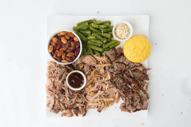 Order Three Meat Platter food online from Old Carolina Barbecue Company store, Copley on bringmethat.com
