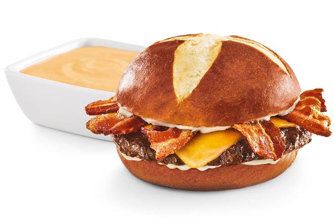 Order NEW! Pretzel Bacon Beer-Cheese Burger food online from Red Robin Gourmet Burgers store, Columbus on bringmethat.com