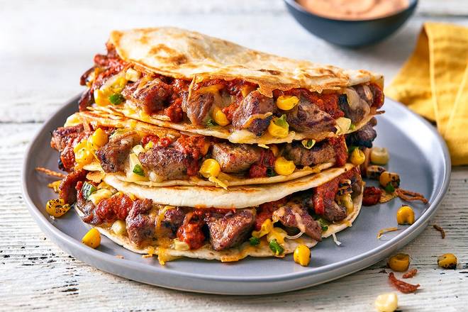 Order Steak Fajita Quesadillas Combo food online from Papa Corazon's Quesadillas store, Seneca on bringmethat.com