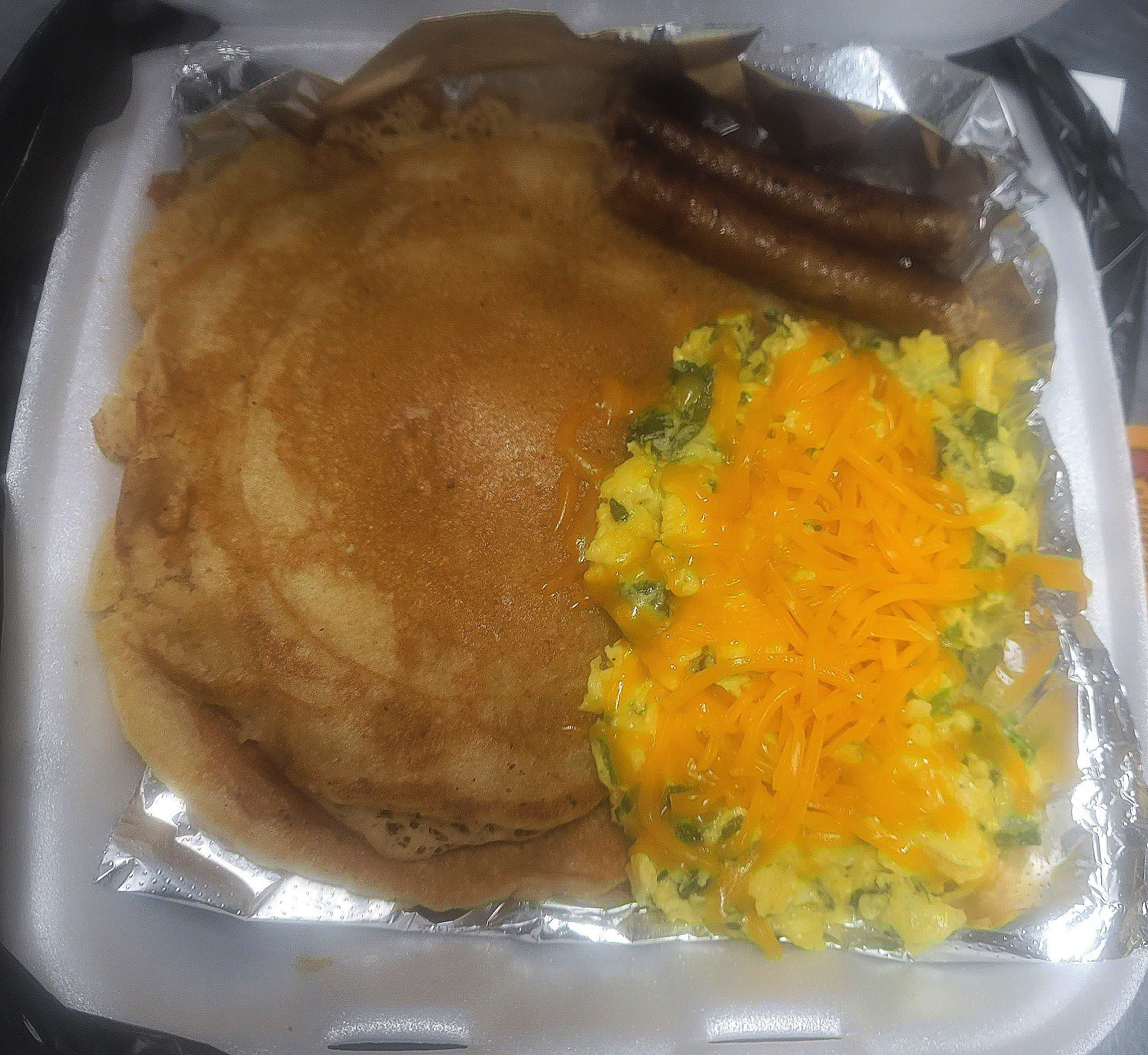 Order Pancake / French Toast Combo food online from C Ruff International Cuisine store, Detroit on bringmethat.com