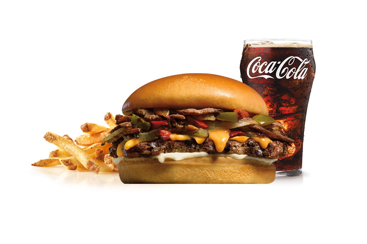Order Philly Cheesesteak Angus Thickburger™ Combo food online from Hardee's store, Anderson on bringmethat.com