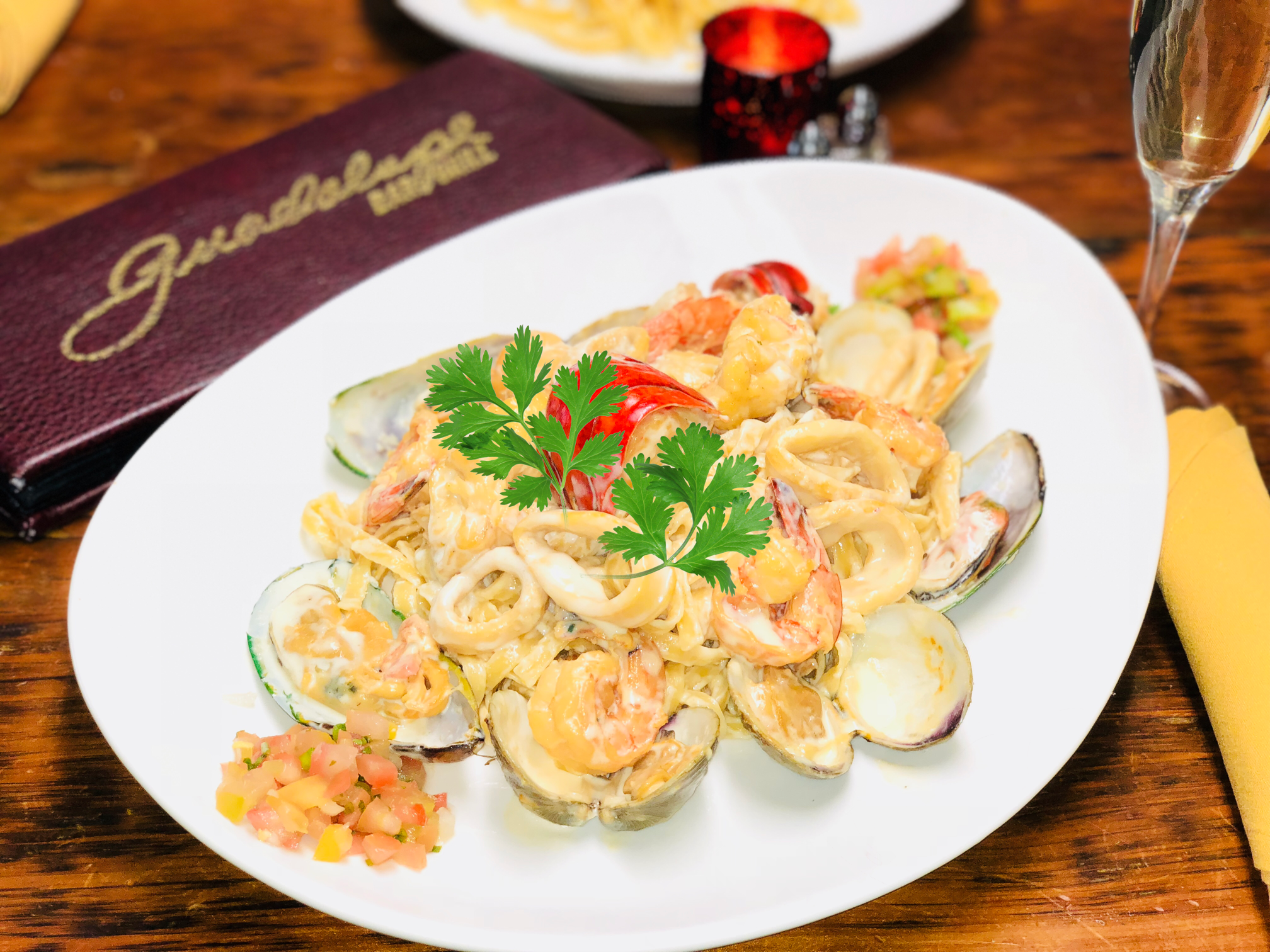 Order Seafood Linguinne food online from Guadalupe Restaurant store, New York on bringmethat.com