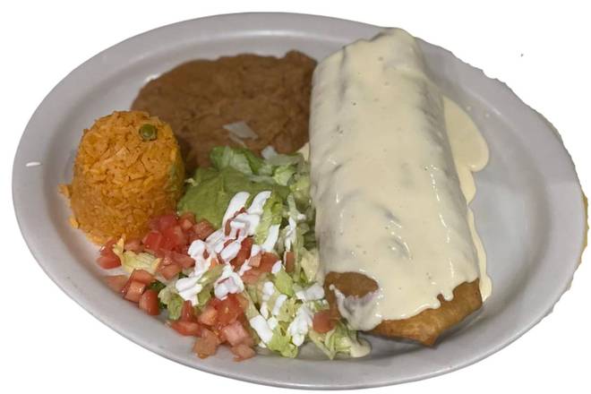 Order Chimichanga Plate food online from El Bracero Bar & Grill store, San Antonio on bringmethat.com