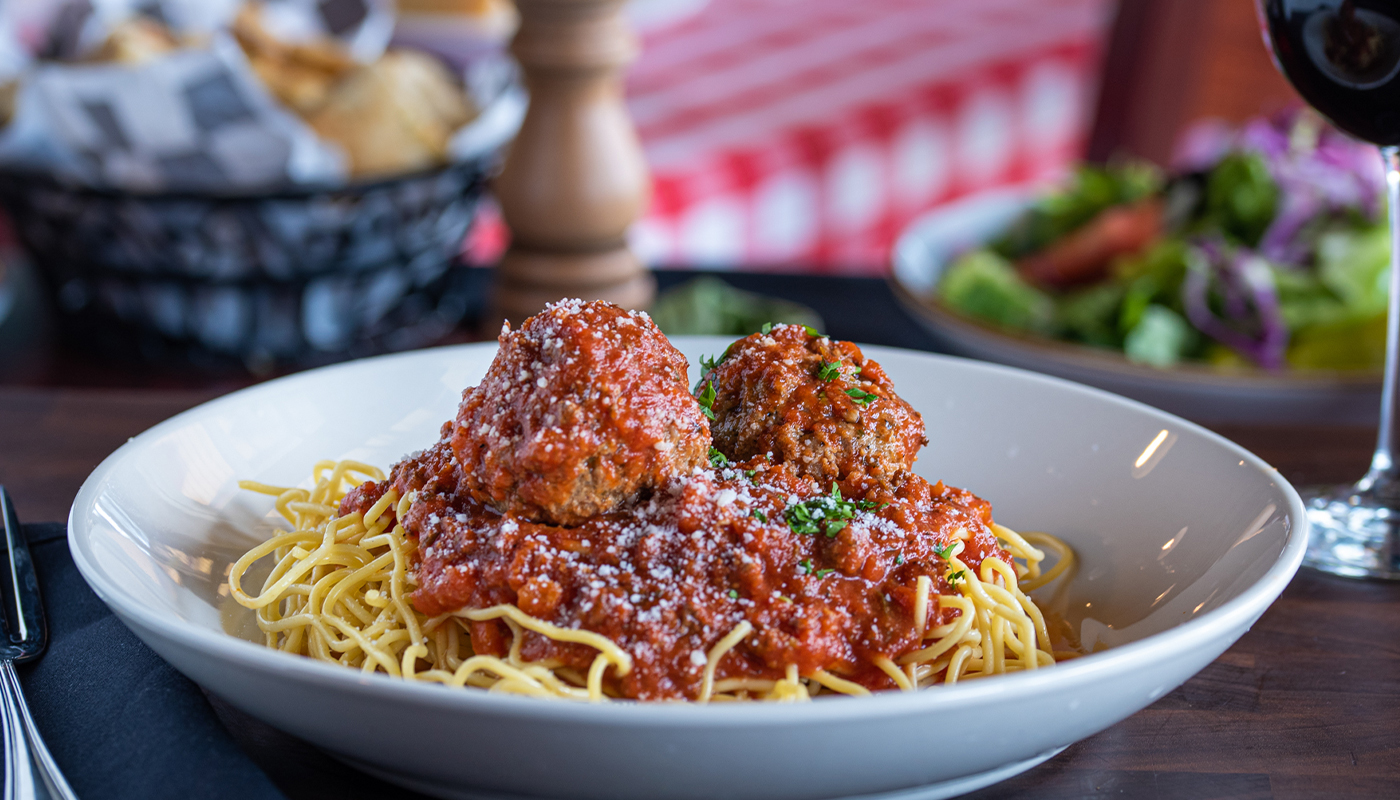Order Spaghetti and Meatballs  food online from Rocco's Pizzeria store, Austin on bringmethat.com