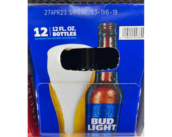 Order Bud Light, 12pk-12oz bottle beer (4.2% ABV) food online from Starfox Liquor store, Champaign on bringmethat.com