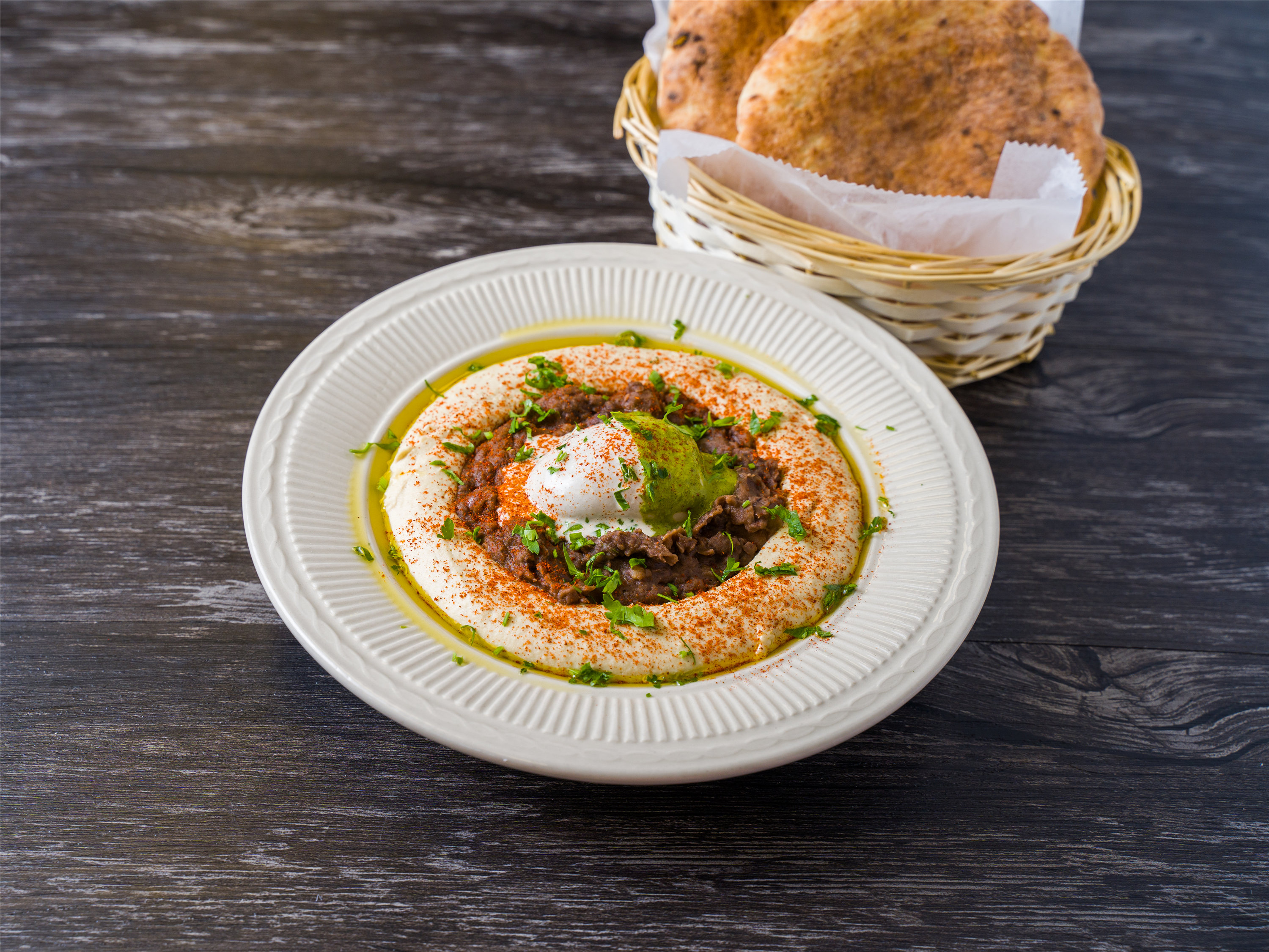 Order Hummus Fava  food online from Falafel Place store, White Plains on bringmethat.com