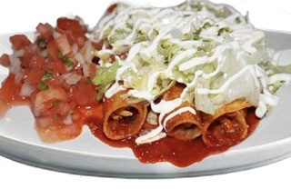 Order Enchiladas Red with Rice and Beans food online from Tacos Mexico store, Auburn on bringmethat.com