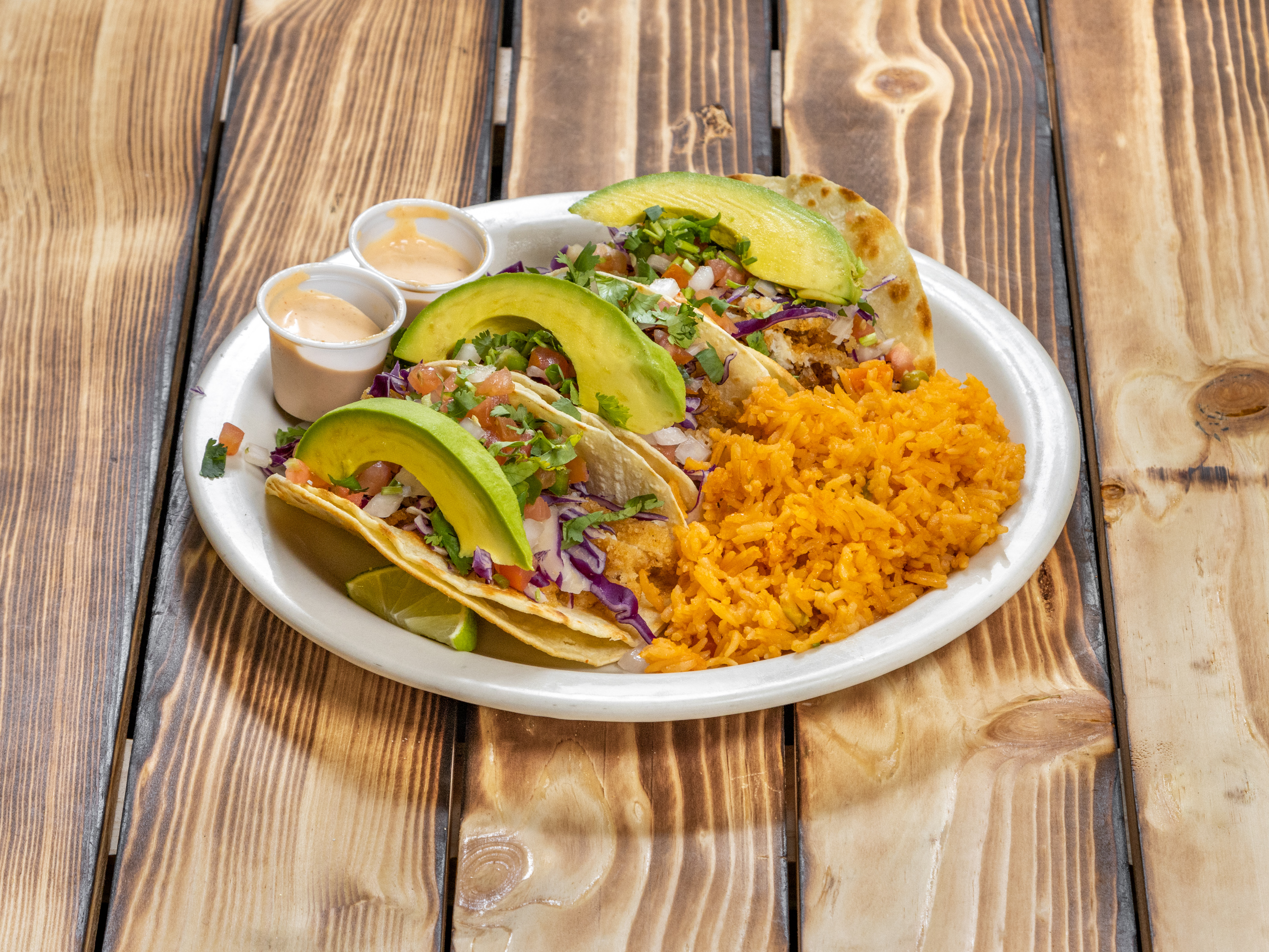 Order Tacos de Pescado  food online from Restaurant Y Tacos El Chino store, Dallas on bringmethat.com