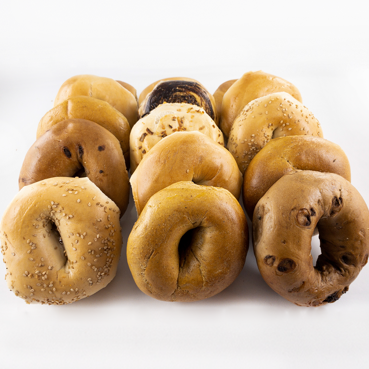 Order Dozen Bagels with 2-8 oz. Cream Cheese Spreads food online from Rosenfeld Bagels store, Newton on bringmethat.com