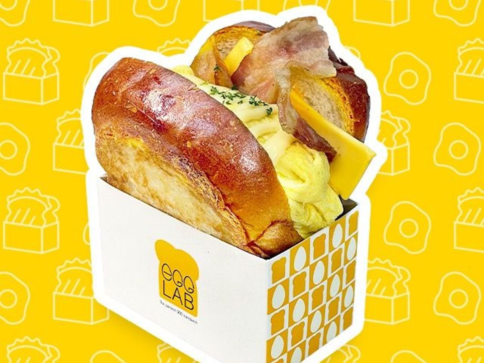 Order E2 Bacon & Egg & Cheese Sandwich E2 培根厚蛋烧芝士三明治 food online from Teamoji store, Champaign on bringmethat.com