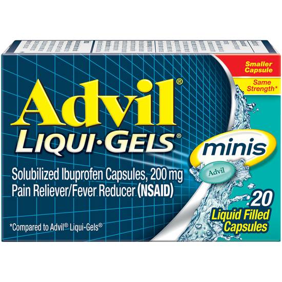 Order Advil Pain Reliever and Fever Reducer Liqui-Gels Minis with Ibuprofen 200 mg (20 ct) food online from Rite Aid store, CONCORD on bringmethat.com