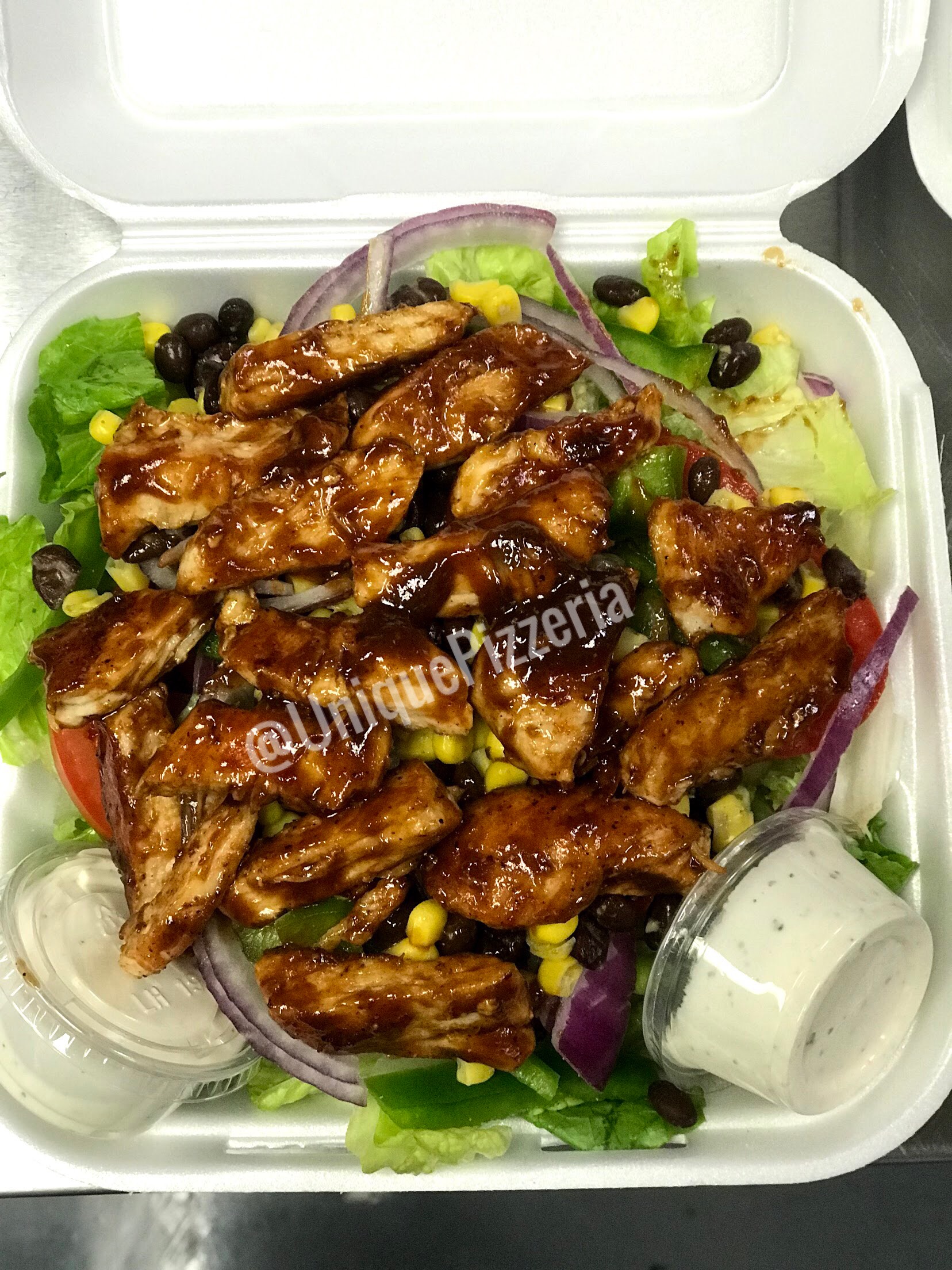 Order BBQ Chicken Salad food online from Unique Pizzeria store, Glendale on bringmethat.com
