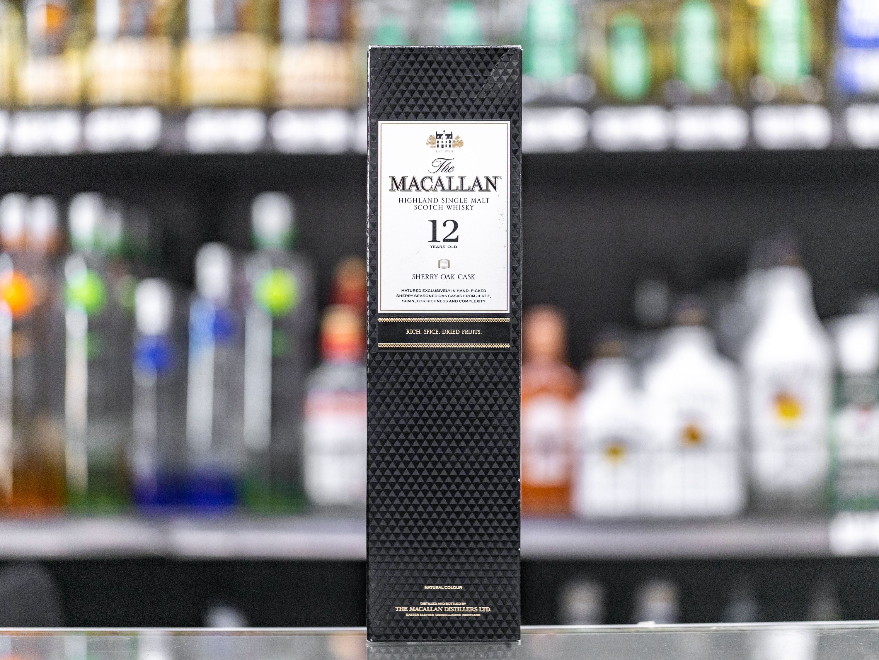Order 750 ml. The Macallan 12 Year Old Sherry Oak Scotch Whiskey  food online from Eagle Liquor Beer & Wine Market store, Los Angeles on bringmethat.com