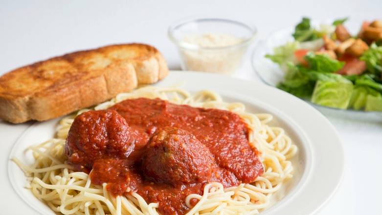 Order Spaghetti Pasta with Meatballs food online from Carbone's Pizzeria store, Woodbury on bringmethat.com