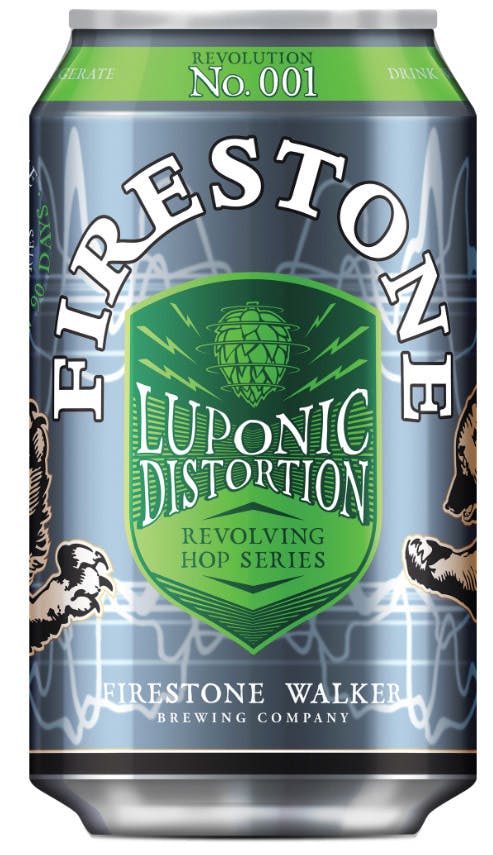 Order Firestone Luponic Distortion IPA Beer 6 Pack Cans food online from Mirage Wine & Liquor store, Palm Springs on bringmethat.com