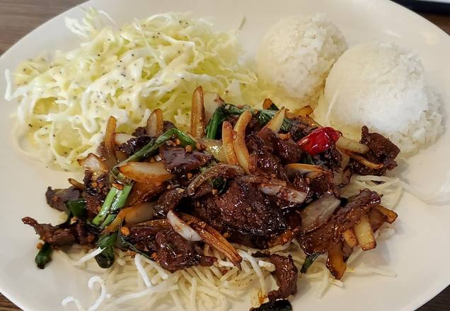 Order W7b  Mongolian Beef food online from Happy Pho Time store, Bonney Lake on bringmethat.com