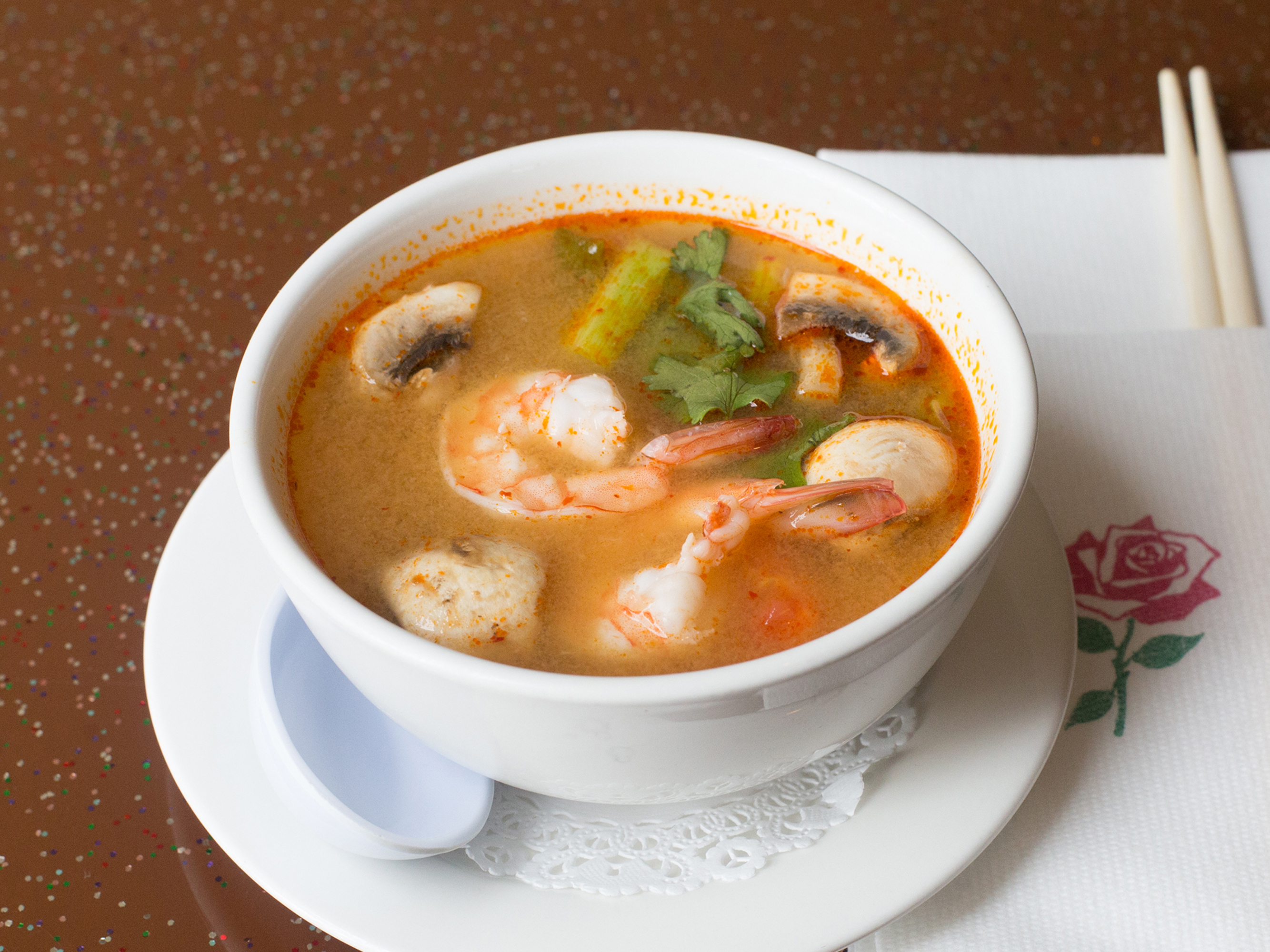 Order Tom Yum Soup food online from Wild Orchid store, Southington on bringmethat.com