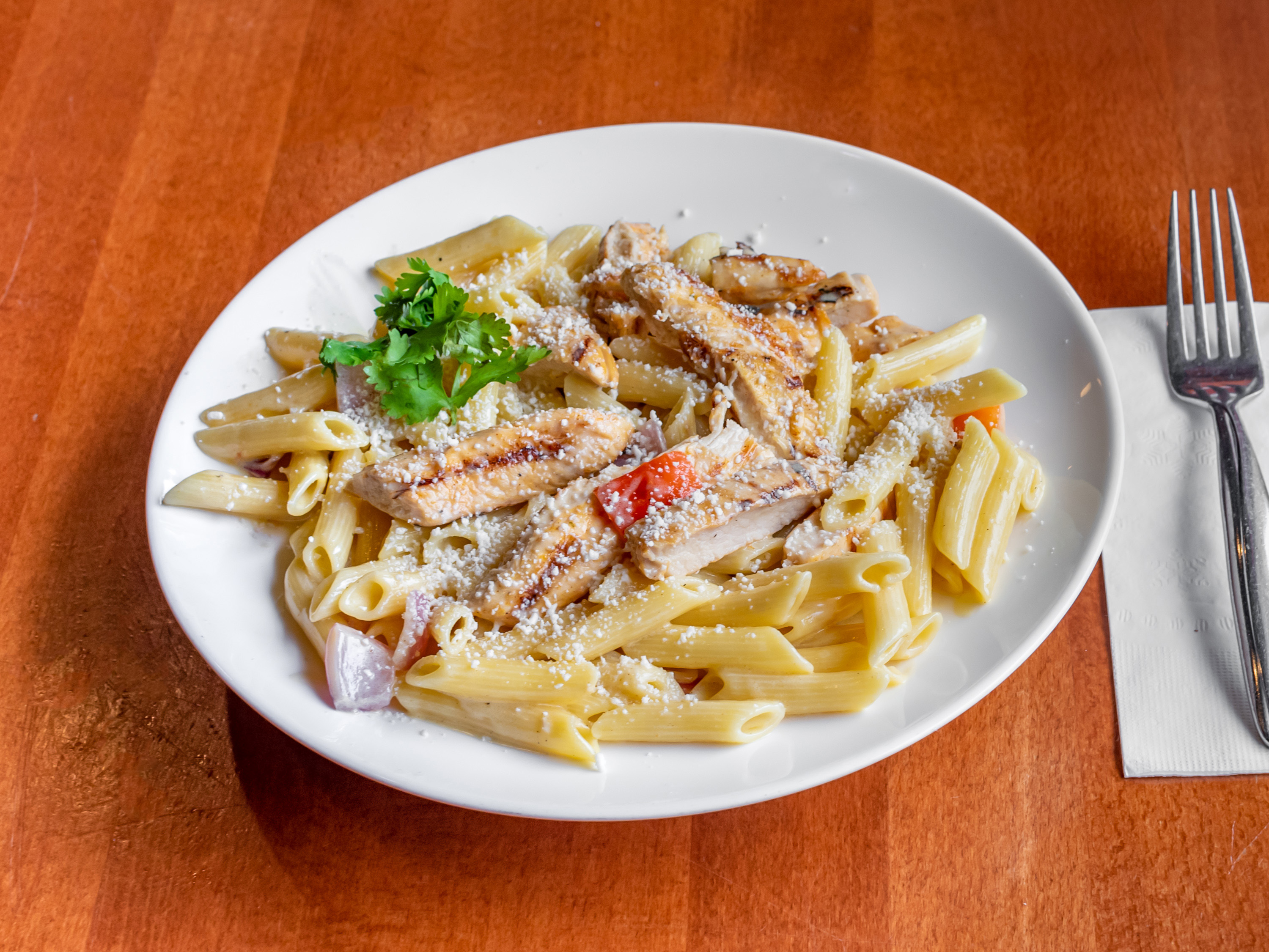 Order Pasta con Pollo food online from Two Amigos Restaurant store, Herndon on bringmethat.com