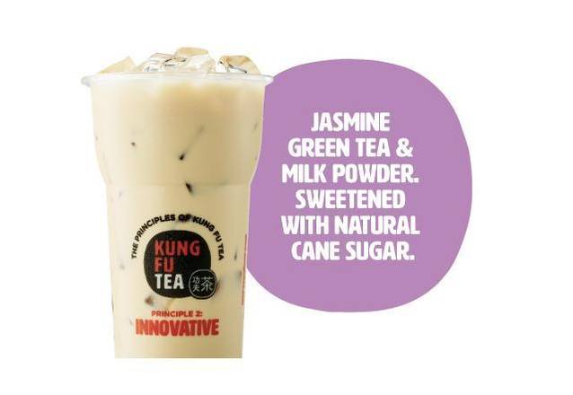 Order KF Milk Green Tea food online from Kung Fu Tea & Tkk Fried Chicken store, Williamsburg on bringmethat.com
