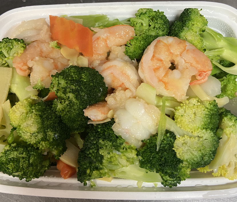 Order D7. Steamed Shrimp with Mixed Vegetable food online from New Jin Xin store, Brooklyn on bringmethat.com