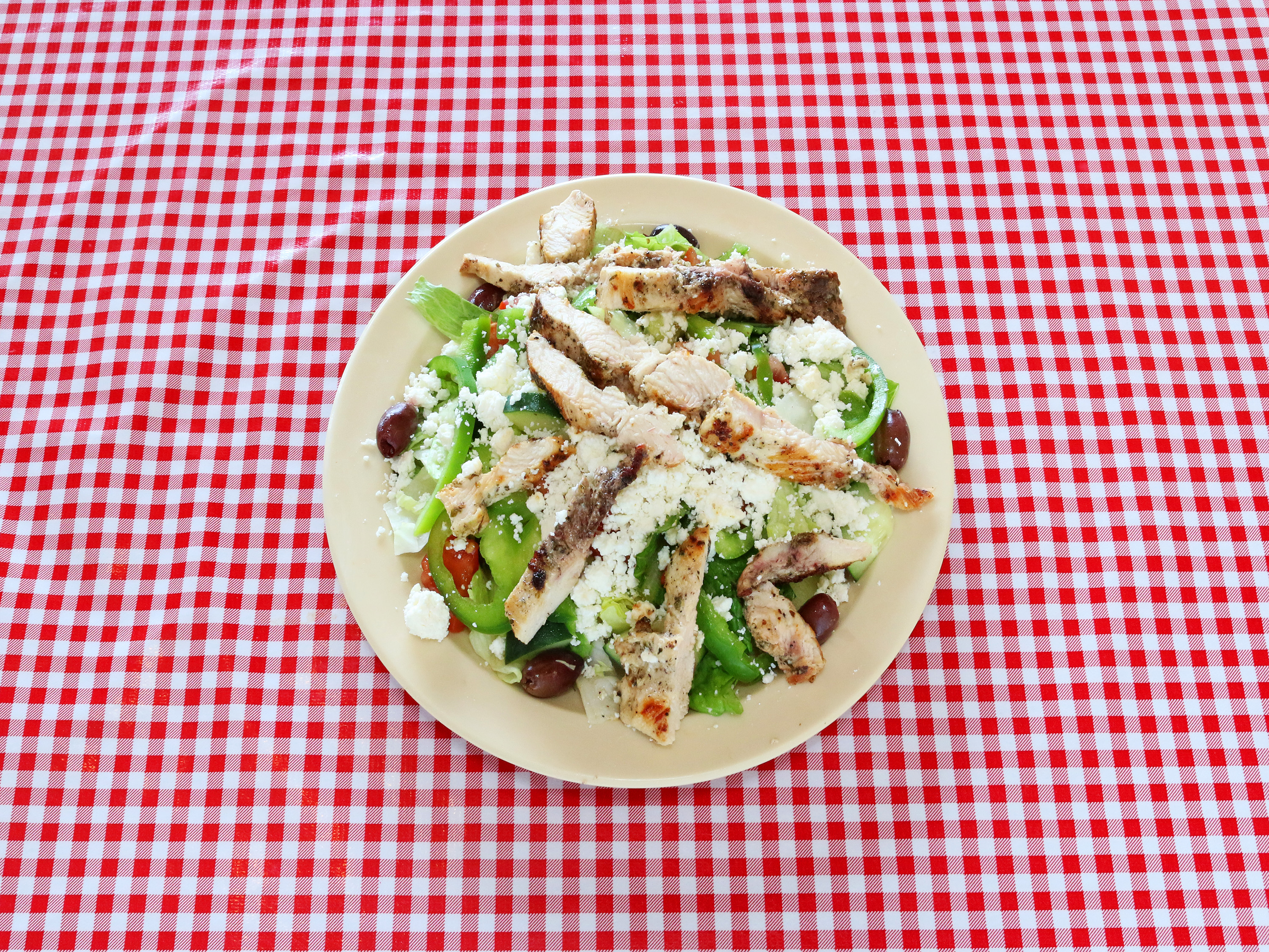 Order Greek Chicken Salad food online from Mama K's Pizza and Grille store, Gurnee on bringmethat.com