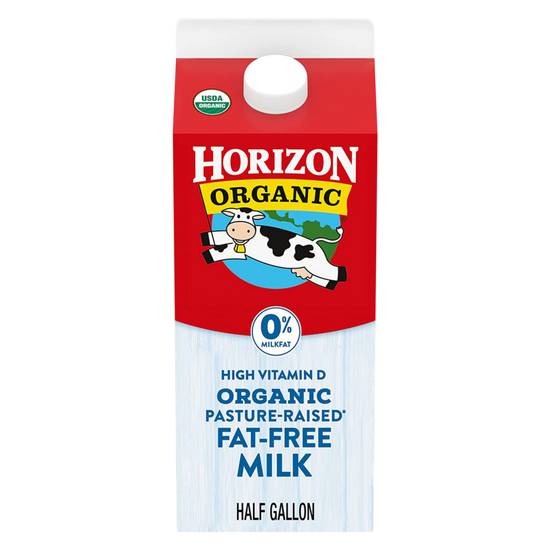 Order Horizon Organic Fat-Free Milk 1/2 Gallon food online from Everyday Needs by Gopuff store, Athens on bringmethat.com