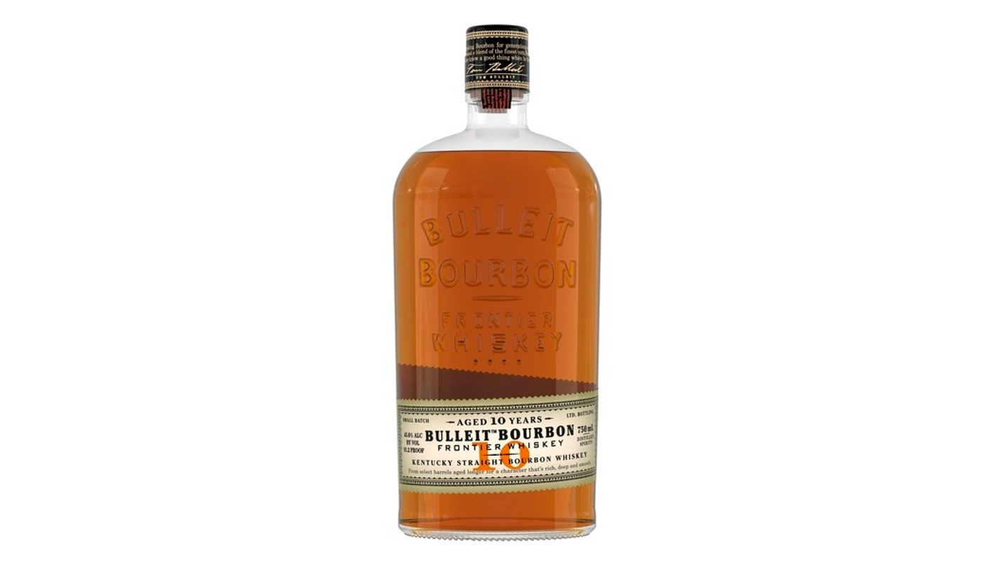 Order Bulleit Frontier Whiskey Kentucky Straight Bourbon Whiskey 10 Year 750mL food online from Liquor Palace store, Burbank on bringmethat.com