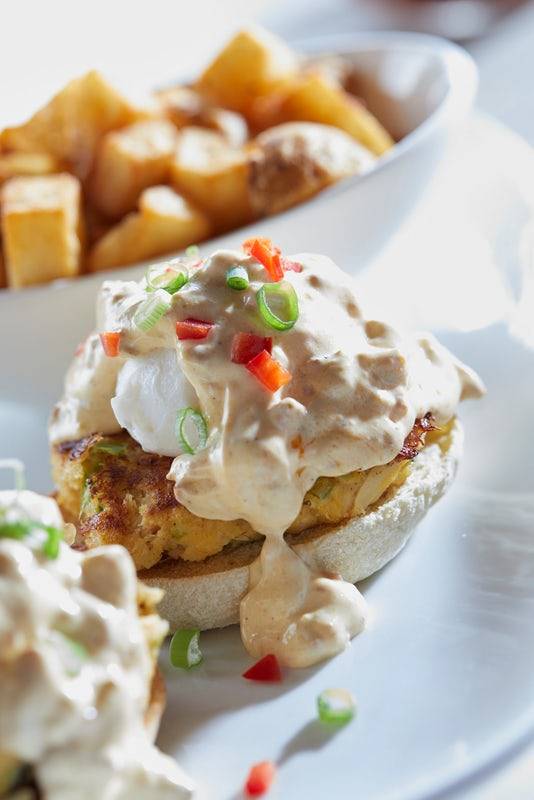 Order Crab Cake Benedict food online from Another Broken Egg store, Lafayette on bringmethat.com