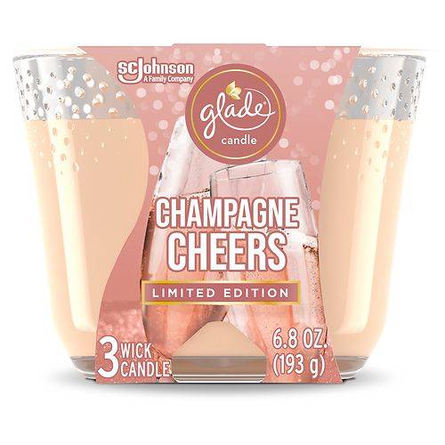 Order Glade 3 Wick Scented Candle, Limited Edition, Champagne Cheers Champagne Cheers - 6.8 oz food online from Walgreens store, San Marcos on bringmethat.com