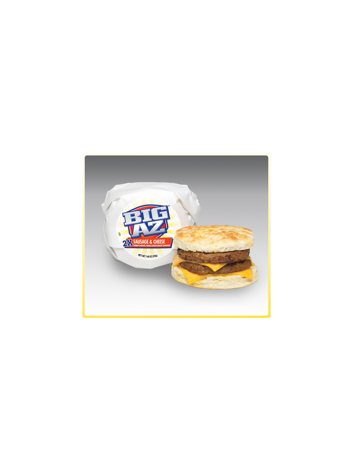 Order 2X Sausage Cheese Biscuit BIG AZ food online from Chevron Extramile store, Lake Elsinore on bringmethat.com
