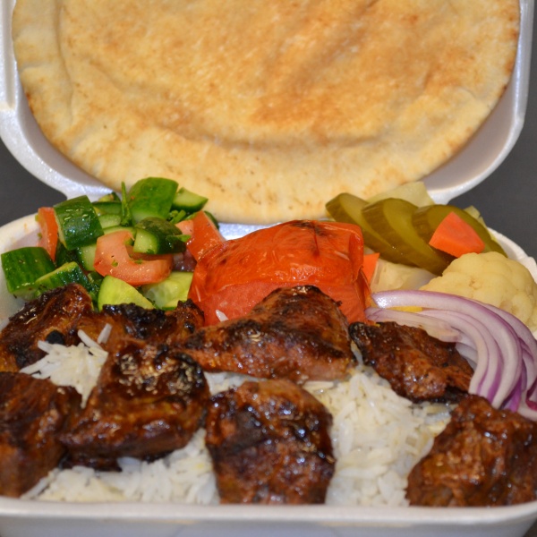 Order 1. Beef Shish Kabob Special food online from Leo's Pizza store, Tujunga on bringmethat.com
