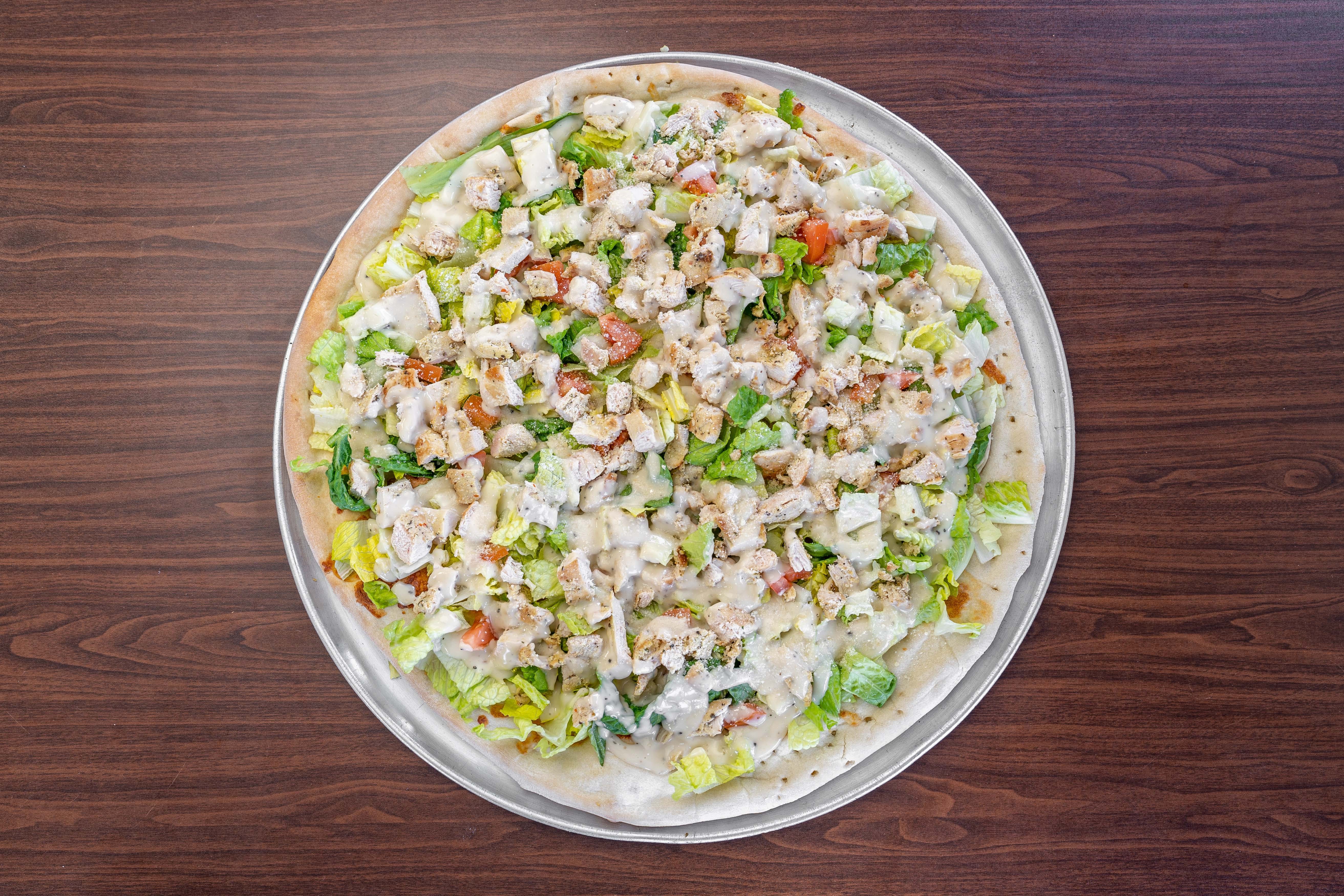 Order Chicken Caesar Salad Pizza - 14" food online from Stella Pizzeria store, Perth Amboy on bringmethat.com