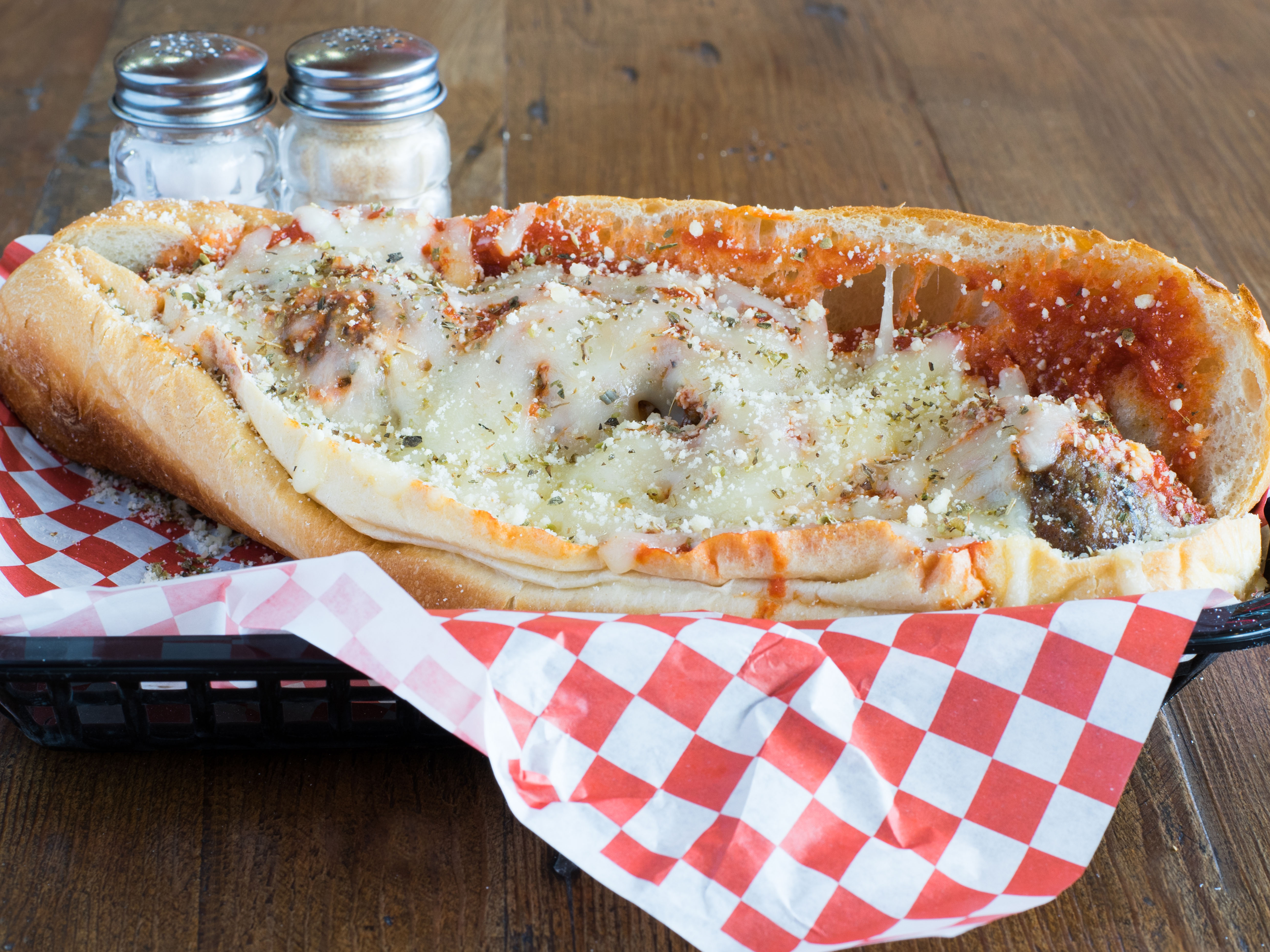 Order Meatball Parmesan Hot Sub food online from Pizza On The Beach store, Lauderdale By The Sea on bringmethat.com