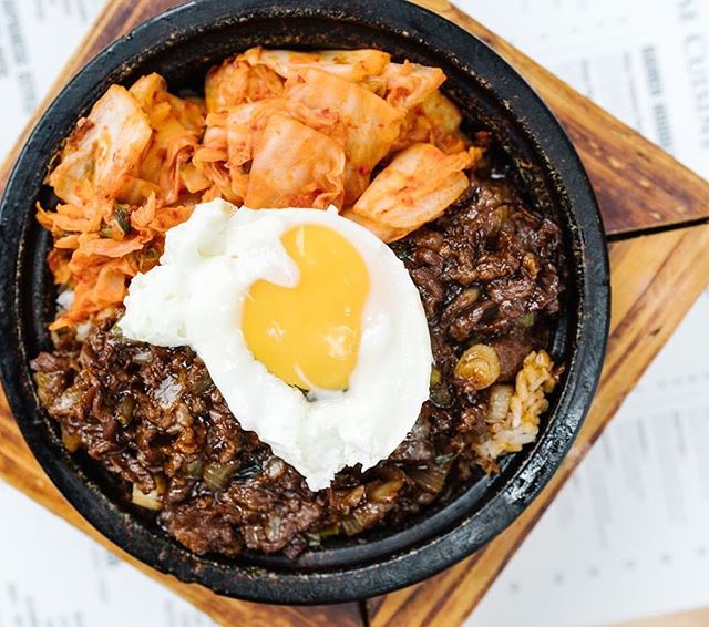 Order Kimchi Beef Stone Bowl Rice food online from Little Wok store, Chicago on bringmethat.com