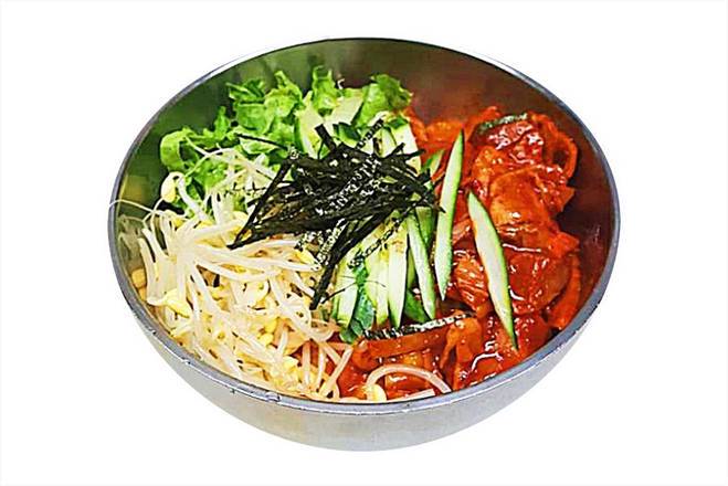 Order Spicy Stir-fried Pork with Rice (Jeyuk Deopbap)제육덮밥 food online from Halmae Noodle 할매칼국수 store, Palisades Park on bringmethat.com