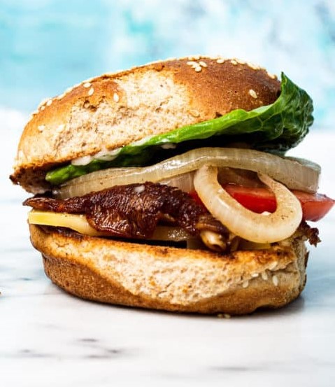 Order Mushroom & Onions Burger food online from June Bakery store, Bellevue on bringmethat.com