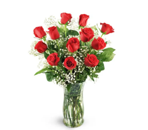 Order 1121. 12 Red Roses In A Vase food online from Avenue Flowers & Gifts store, Elizabeth on bringmethat.com