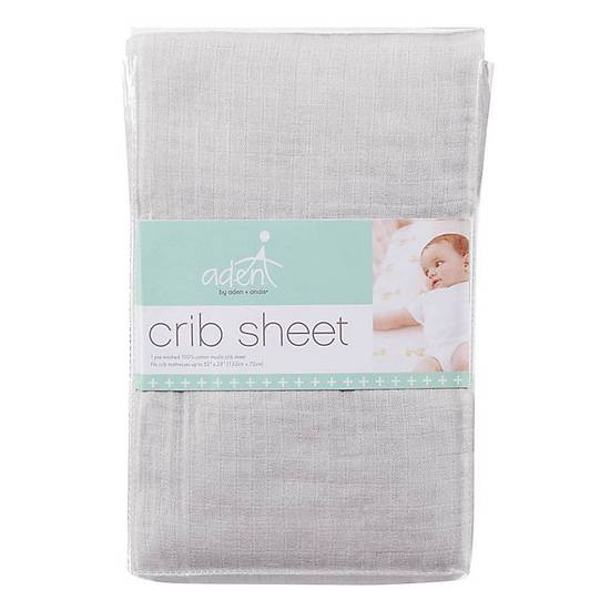 Order aden + anais™ essentials Muslin Fitted Crib Sheet in Grey food online from Bed Bath & Beyond store, Lancaster on bringmethat.com