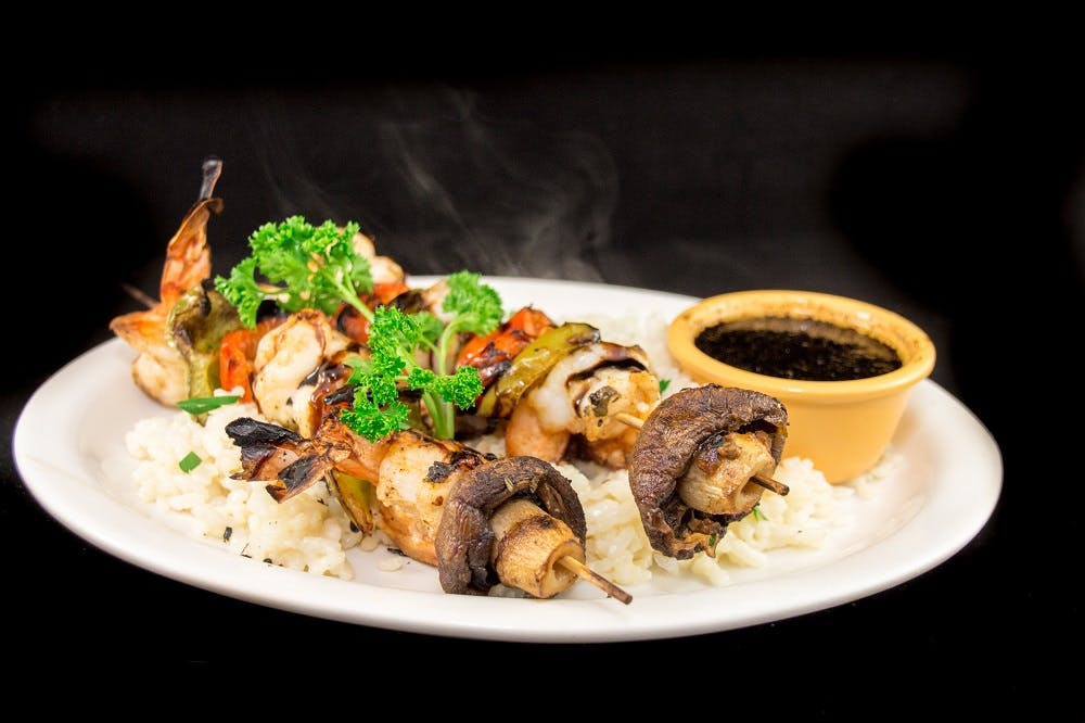 Order Shrimp Kabob - Entree food online from The Godfather Of East Hanover store, East Hanover on bringmethat.com