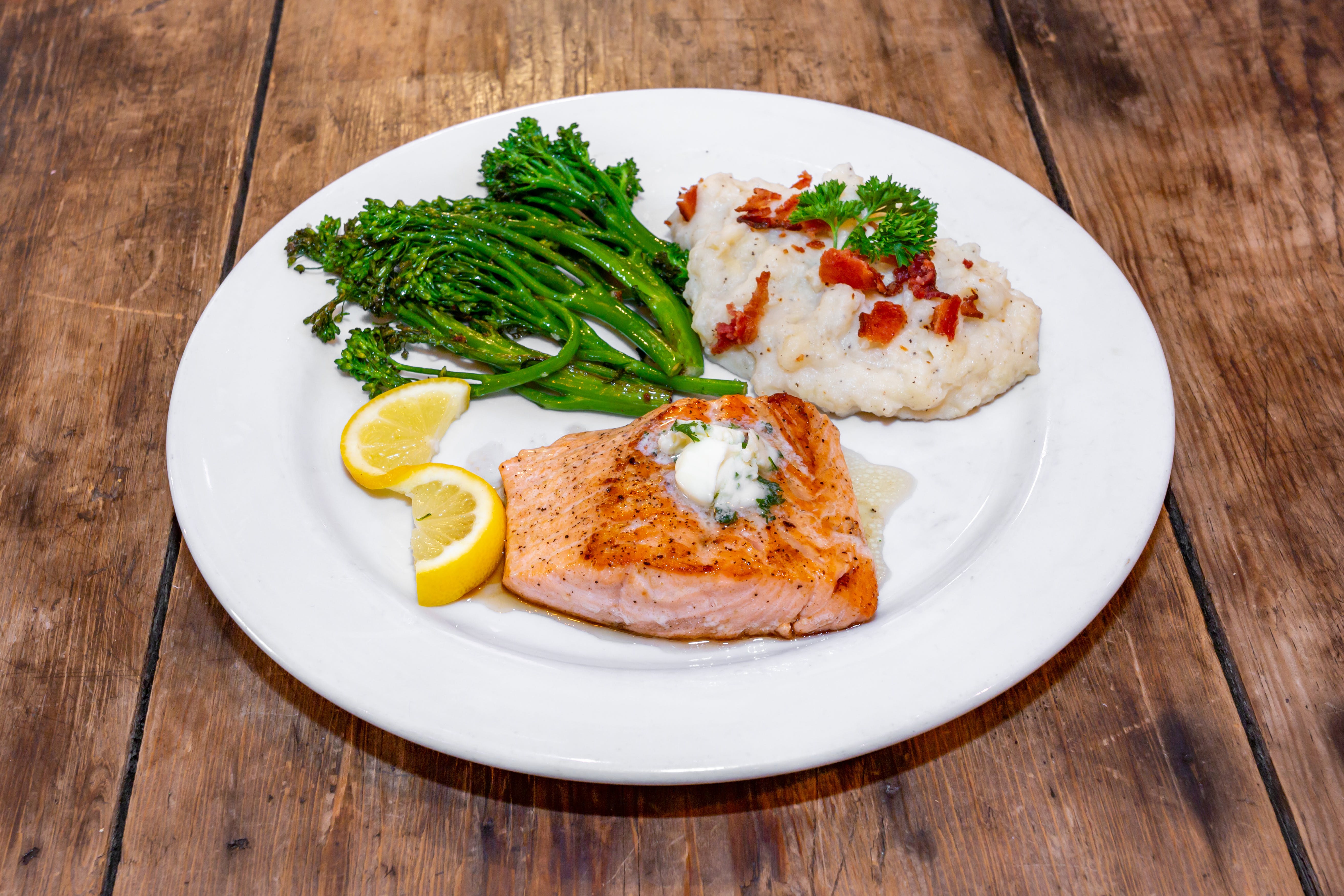 Order Seared Salmon - Entrees food online from Cafe Galleria store, Midway on bringmethat.com