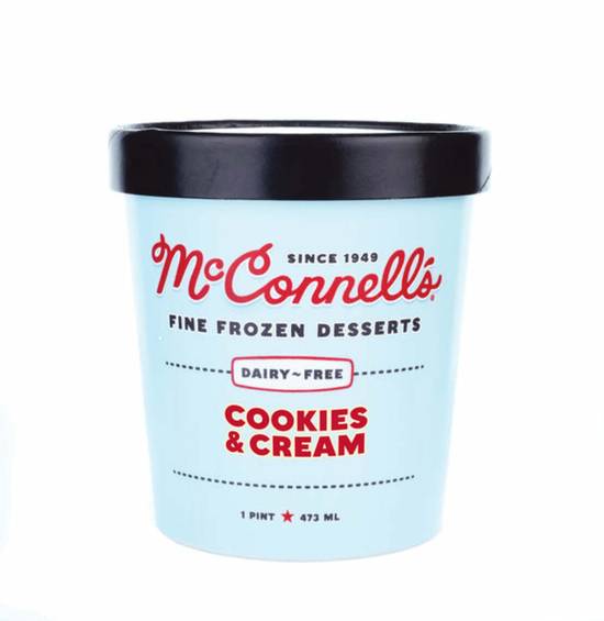 Order McConnell's Dairy-Free Ice Cream - Cookies & Cream food online from IV Deli Mart store, Goleta on bringmethat.com
